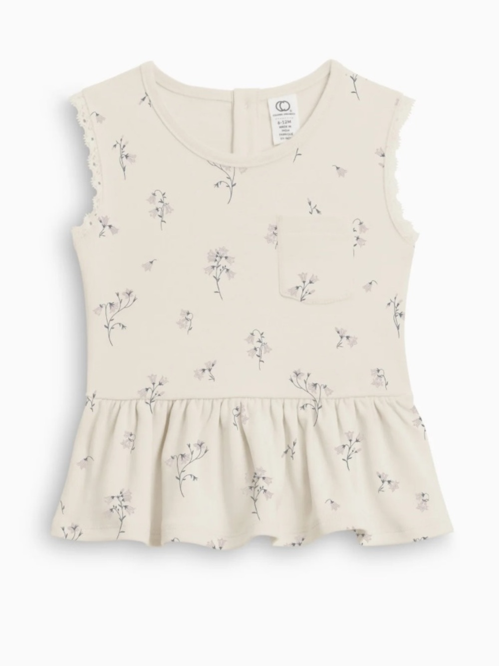 Colored Organics Cream Floral Peplum Top
